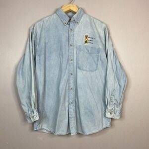Vintage Lee Shirt Mens SZ L Blue‎ Denim Traffic Light Precision,Quality,Control